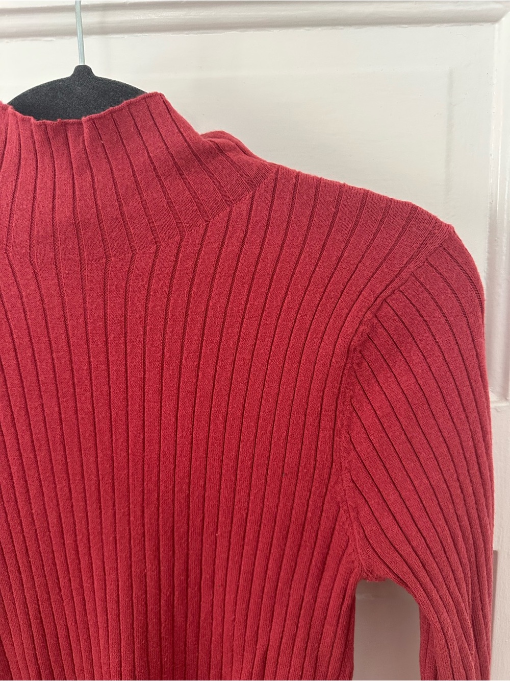 LOFT Pink Ribbed Mock Neck Sweater - Picture 2 of 3